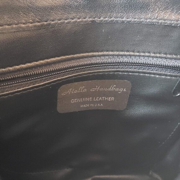 VINTAGE Atalla Handbags Leather Saddlebag Press Lock Deadstock Black Gold - Picture 9 of 12